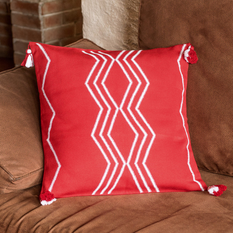 Housse de coussin en coton Novica, Rouge