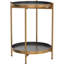 Thorkil Round Side Table Metal End Table, 2-Tier Tray Snack Table Coffee Table Tea Table Nightstand Sofa Table for Living Room Bedroom Balcony Patio, Grey & Gold
