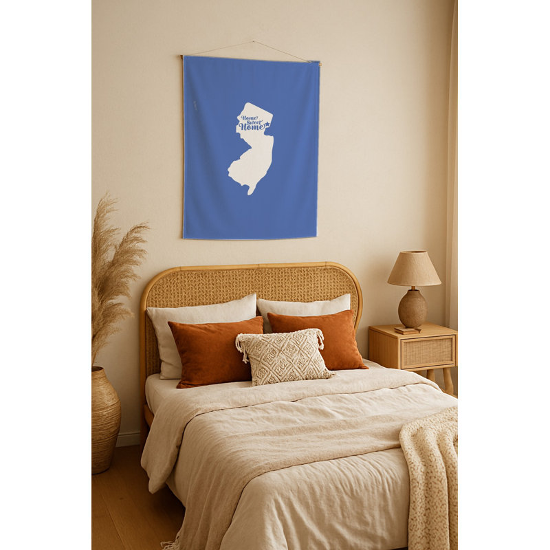 Douce maison Newark — Silhouette de l'État du New Jersey — Tapisserie murale tissée portrait, 36" H x 26" W