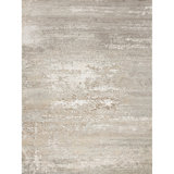 Hand Knotted Abstract Area Rug in Dark Beige/Cream