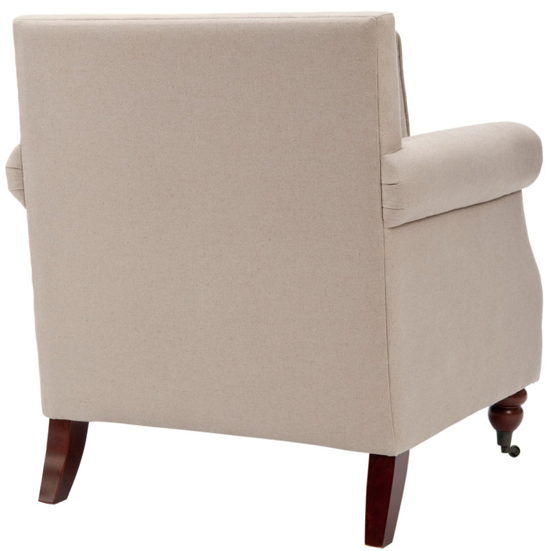 Muhja Upholstered Armchair, Beige 100% Polyester, Brown