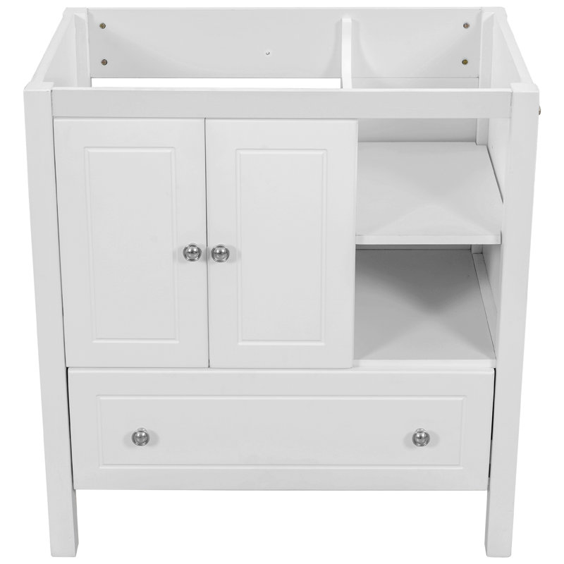 Base de meuble-lavabo de salle de bain seulement, structure en bois massif, armoire de rangement de salle de bain avec portes