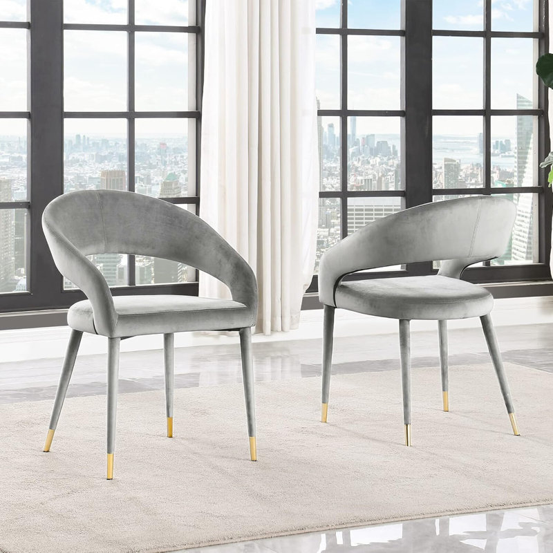 Chaise en velours Darius, Gris