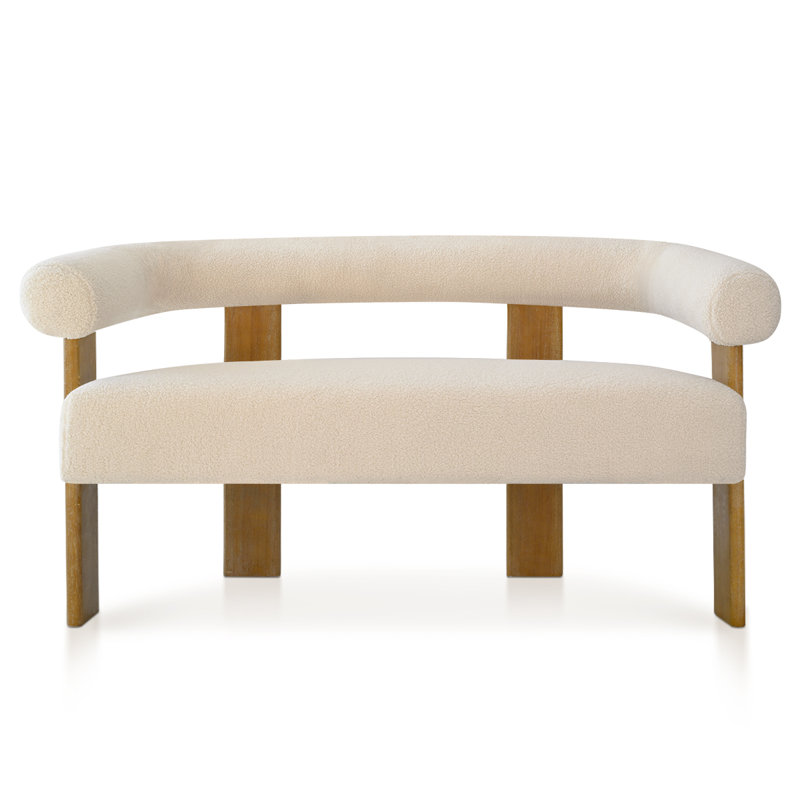 Petruna 54'' Upholstered Solid Wood Round Armrest Loveseat