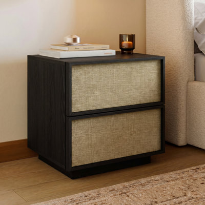 18.9"W Wooden Nightstand with 2 Upholstered Fabric Drawer Fronts