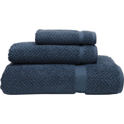 Ensemble de serviettes 3 pièces 100% coton turc à chevrons