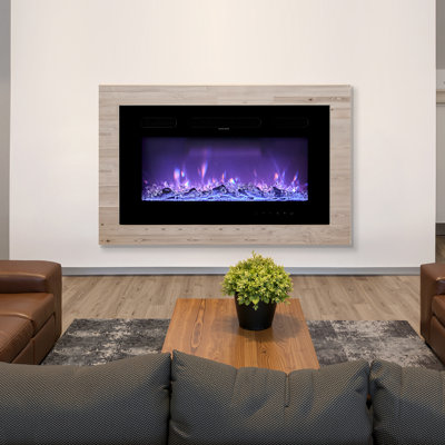 Electric Fireplace Wall Mounted Recessed with Remote Control 1500W