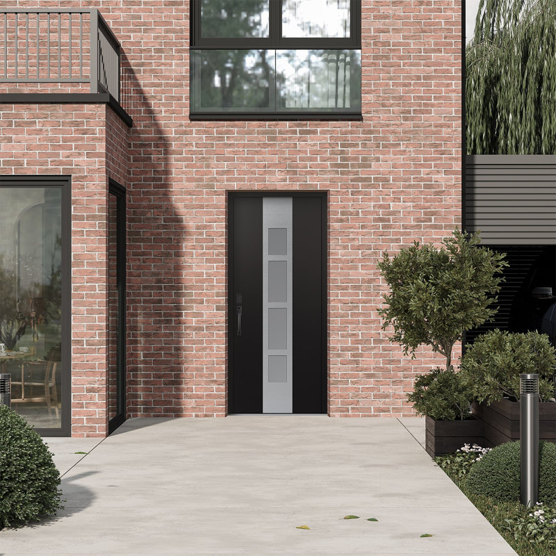Porte d'entrée pré-suspendue Diamond A10, L 37,44 po x H 81,69 po, Noir / blanc / givré, Droite / vers l'intérieur