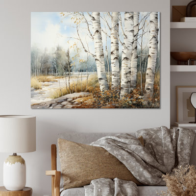 Beauté de bouleau beige et gris I sur toile