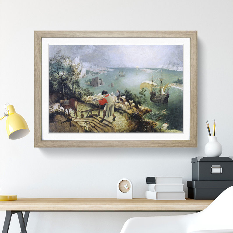 The Fall of Icarus by Pieter Bruegel the Elder - Framed Print, Oak, 27cm H x 36cm W x 2cm D