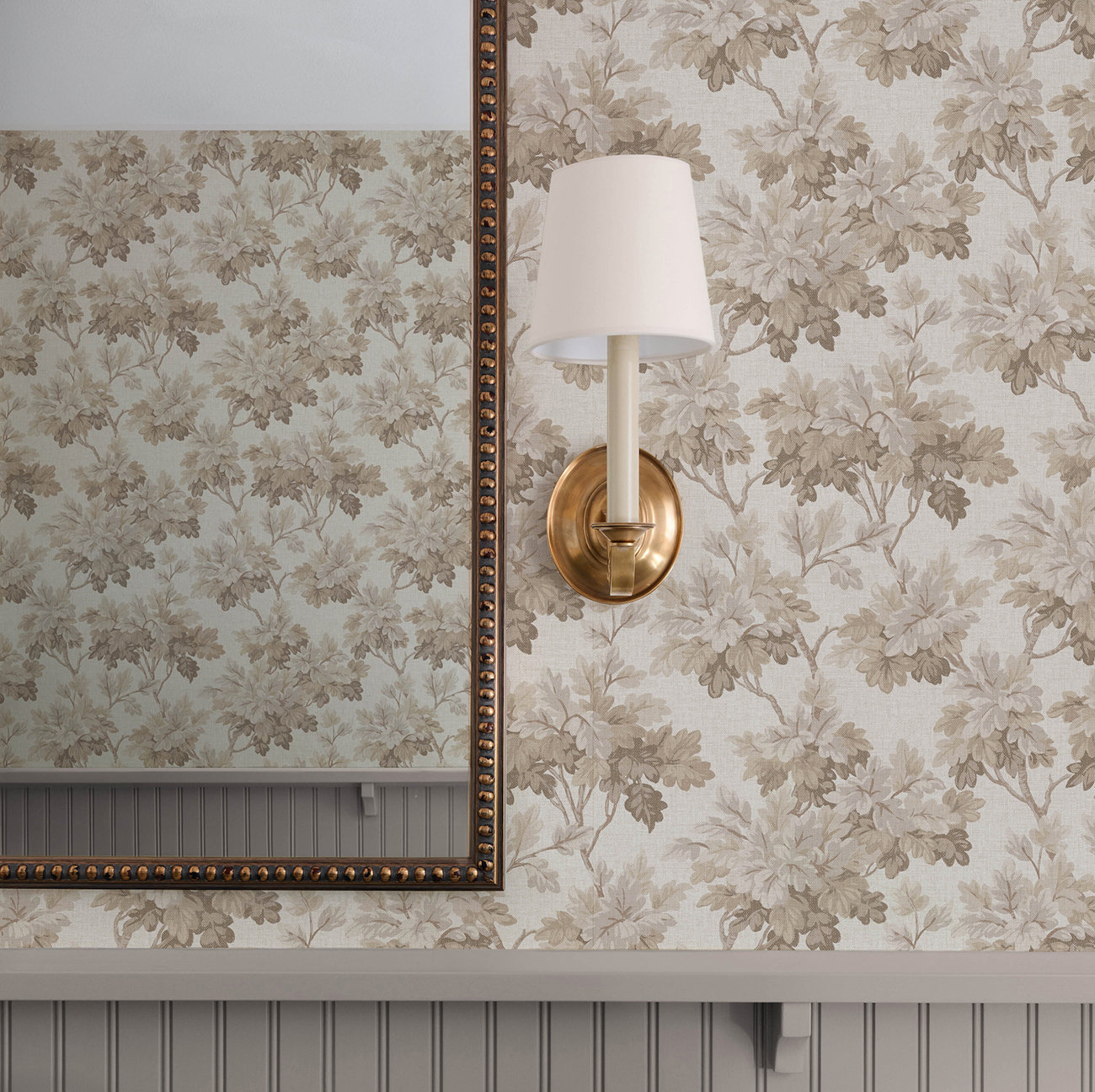 Oakcliff Stone Leaf Trail Wallpaper, Taupe