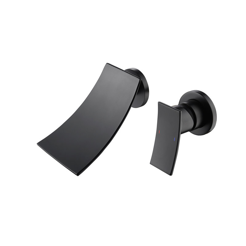Robinet de salle de bain mural, Noir mat