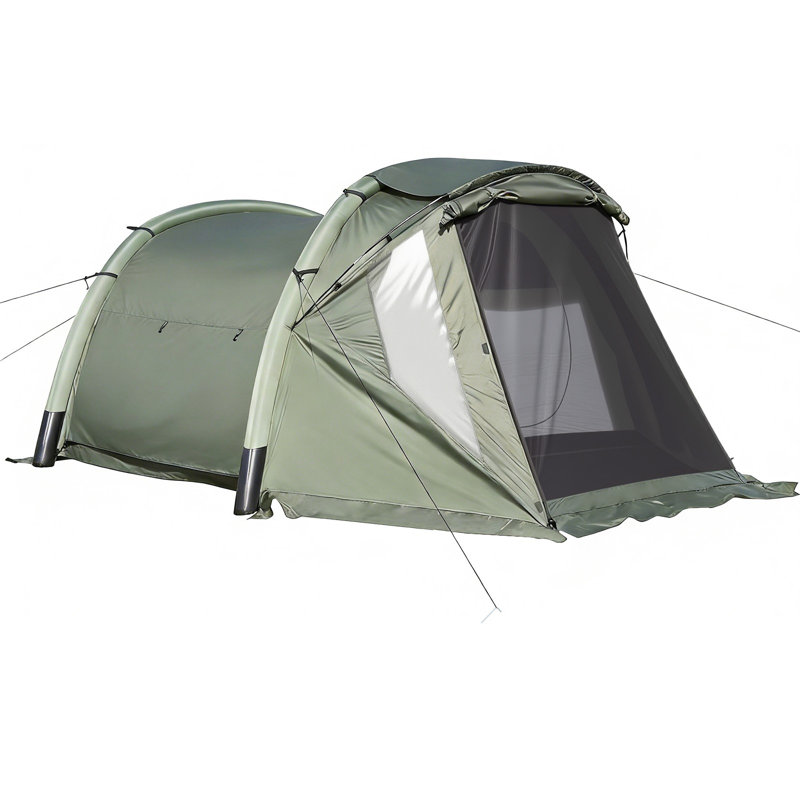 Tente de camping gonflable avec véranda, moustiquaire et fenêtres transparentes, porte