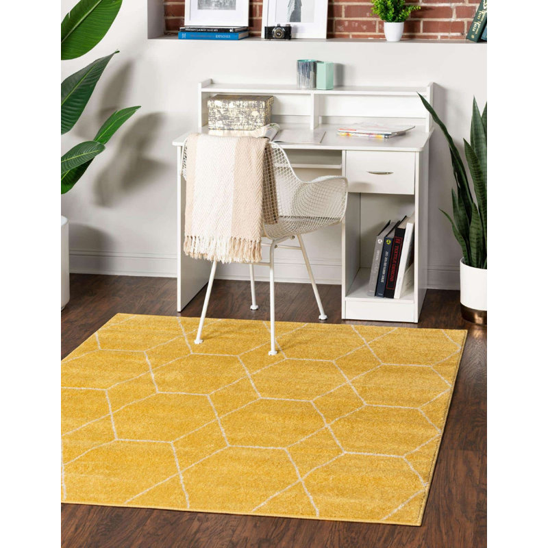 Tapis contemporain Tellaro couleur soleil, Carré 6 pi