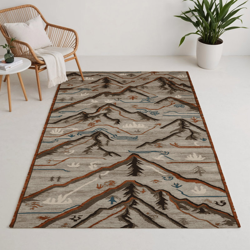 Tapis intérieur et extérieur gris Nature, Rectangulaire 3 pi x 5 pi