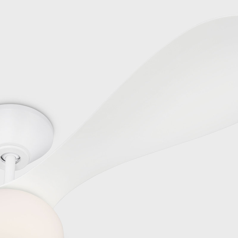 Visual Comfort Fan Drape Smart 58 LED Indoor Ceiling Fan with Threaded Downrod, Matte White ABS blades and Handheld Remote