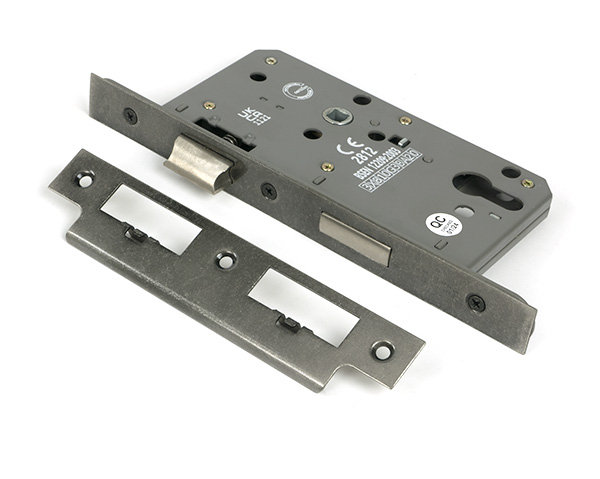 Euro Din Sash Lock, Pewter Patina
