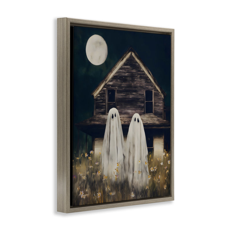 Cadre flottant Ghost And Haunted House, design par Arlington Prints, Cadre flottant orme Montalcino, H 31 po x l 25 po