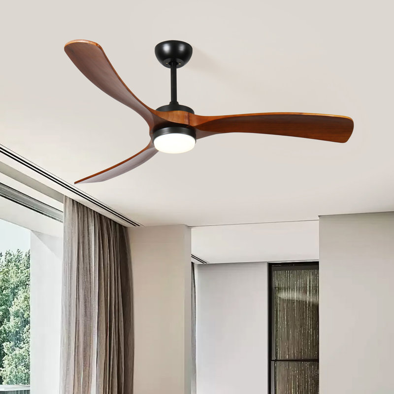 3-blade solid wood ceiling fan light, 52" Wide