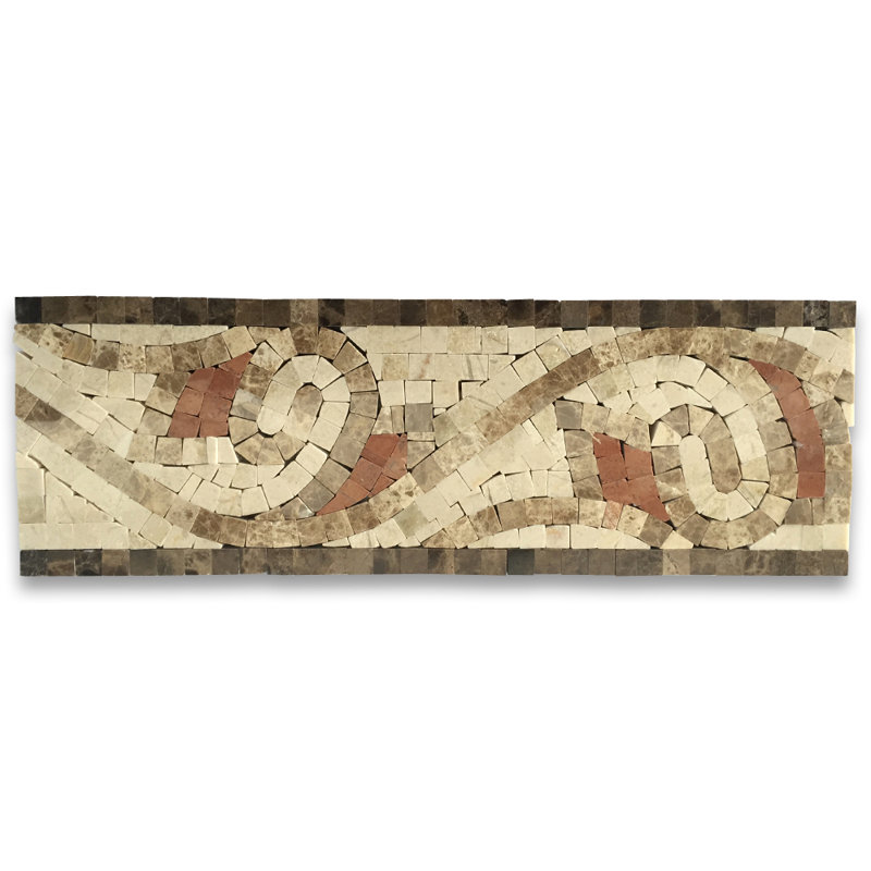 4 in. x 12 in. Marble Tile, Brown/Red/Beige