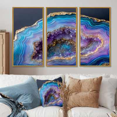 Ensemble de décoration murale Agate Dream River V - Géode de pierre