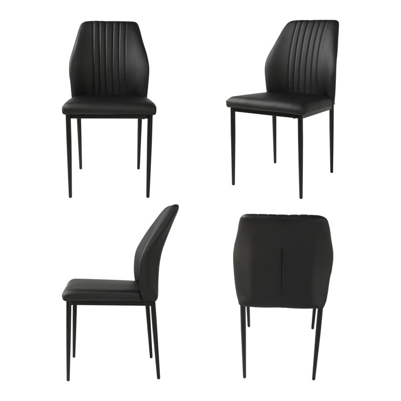 Cotton 35'' Modern Kitchen Dining Chair, Dining Room Chairs with Stable Steel Legs, Upholstered Solid Back Side Chair(Set of 4)