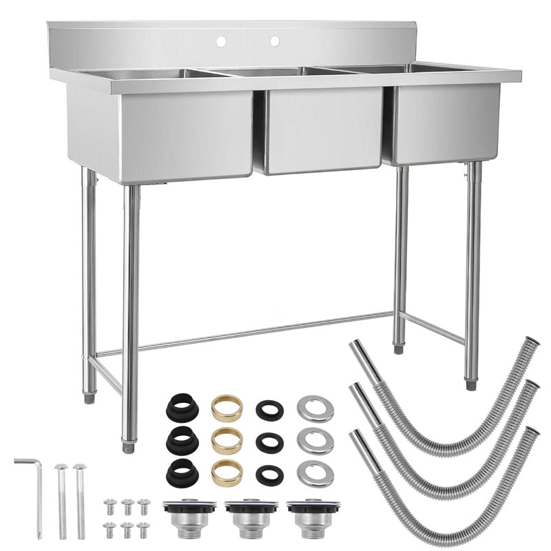 3 Compartment Kitchen Freestanding Sink