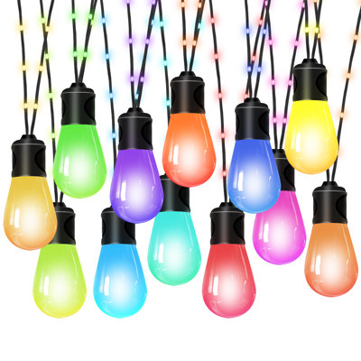 Outdoor String Lights With Dimmable Warm White LED Bulbs (Set Of 12)