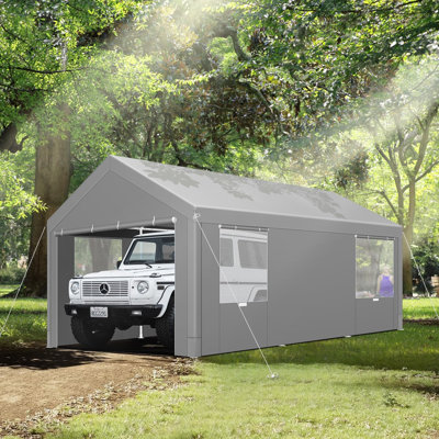 Abri d'auto 12 x 20 pour voiture avec auvent et fenêtres de ventilation