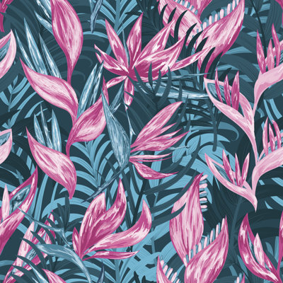 Hand Draw Tropical Flowers by Lidiebug - Wrapped Canvas Print