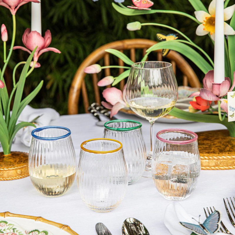 Nell Stemless Wine Glass Assorted - Multi