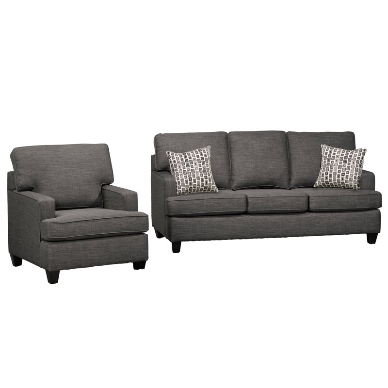 Ensemble de canapé et chaise en tissu Baxter, gris, Gris