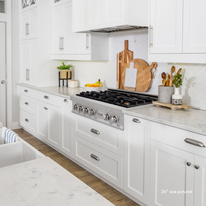 ZLINE 30" Porcelain Gas Stovetop in Fingerprint Resistant with 4 Gas Burners, Stainless Steel/Brass Burners