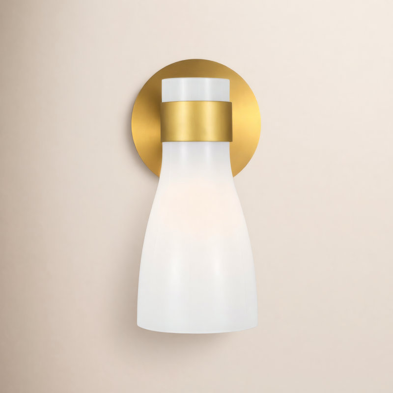 Meuble-lavabo à deux lumières Sofia par AERIN, Blanc, 2, Bronze brillant