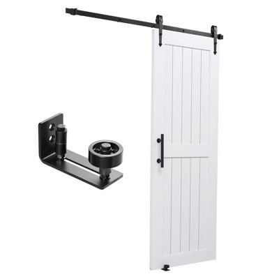 5.71"H × 86.23"W × 9.45"D Sliding Barn Door with Hardware Kit, 30" x 84", MDF, H-Frame
