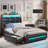 LED Upholstered Platform Bed Frame with 4 Storage Drawers and Storage Headboard-2002412866-2002608463