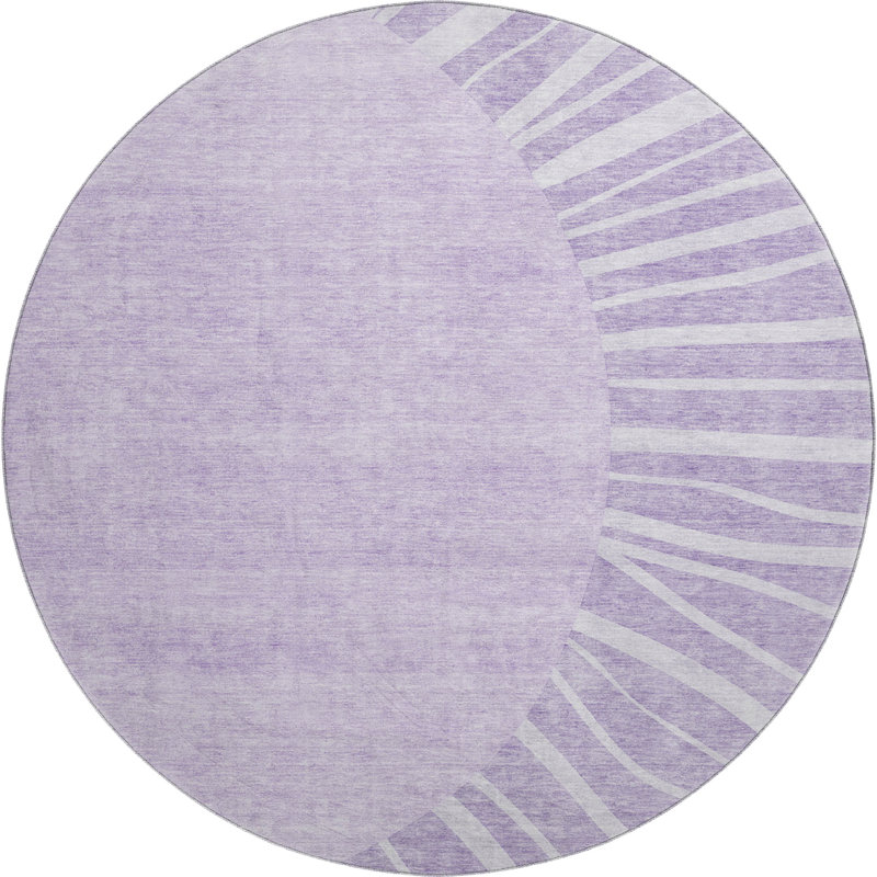 Premium Machine Washable Prisco Lavender Rug, Round 8'