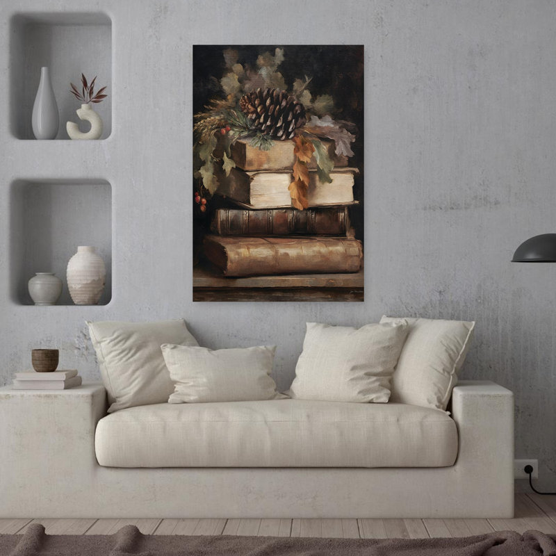 «Winter Book Club», art contemporain de paysage hivernal abstrait, H 36 po x l 24 po