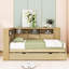 Lit de jour simple en bois avec couchette simple, tablettes de rangement et chargement USB-1444710450