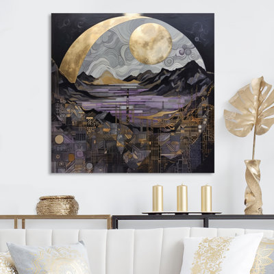 Golden Rising Moon III, reproduction d'art sur toile