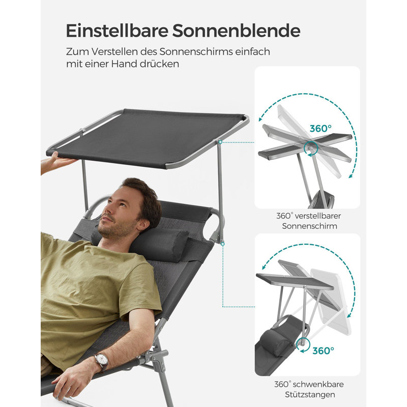 Camaira 200cm Long Single Chaise, Grey/Brown/Blue