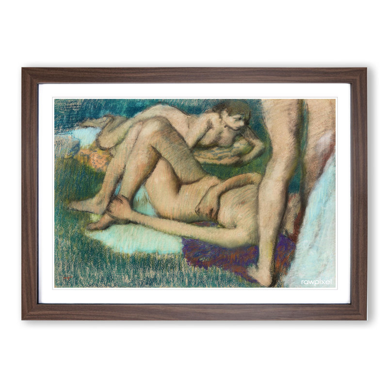Nude Bathers by Edgar Degas - Picture Frame Painting, 48cm H x 65cm W x 2cm D, Walnut Framed