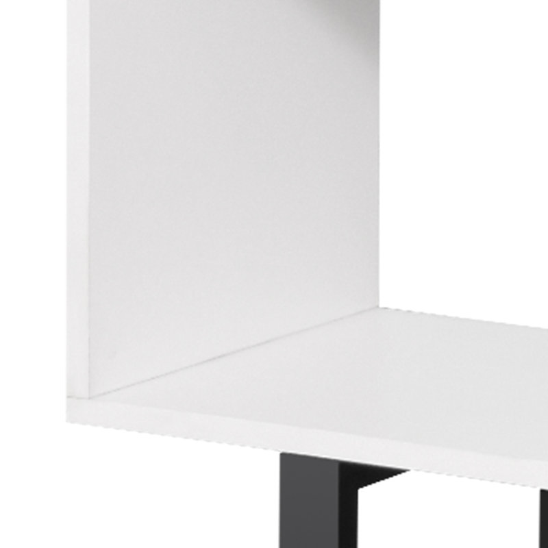 Chaneyra 5-Tier Corner Shelf Unit，80 x 143 cm  S-Shaped Small Bookcase, White/Black