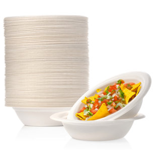Greener Settings 12 Oz Disposable Compostable Paper Bowls, 125-pack Sugarcane Bagasse Heavy Duty, Biodegradable, Microwavable, Freezer Safe, Cut Resistant, Eco-friendly, No Leak Bowls, Soup, Cereal (Set of 125)