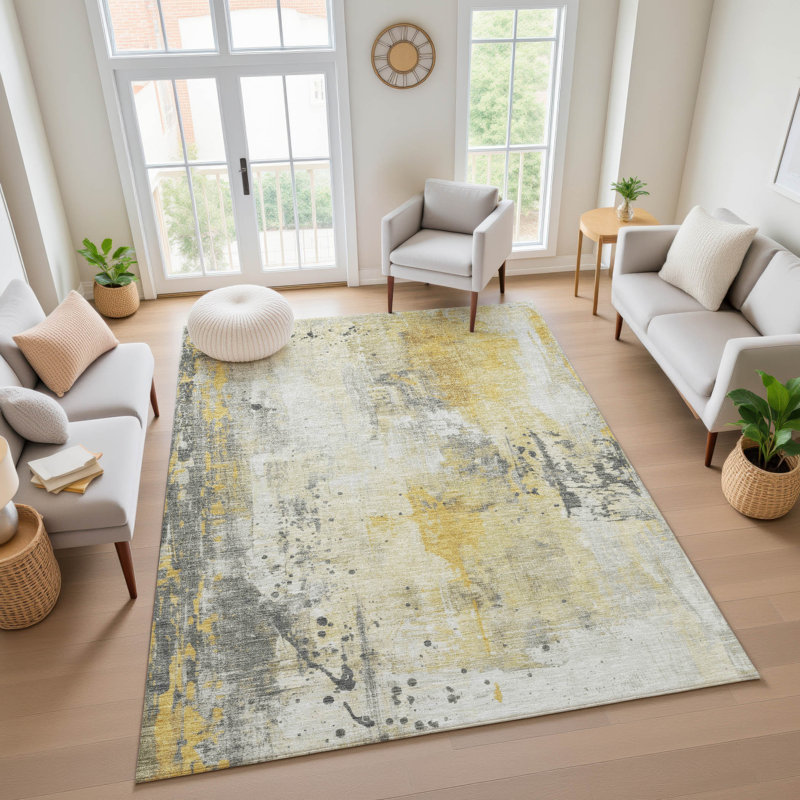 Premium Machine Washable Giacchetto AMF1840 Abstract Rug, Rectangle 10' x 14'
