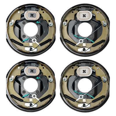 Self-Adjusting Electric Trailer Brake Assembly, 10 x 2-1/4 Inch, for 3500 lbs Axle, 4-Hole, 2 Pairs, Brake Kit with Backing Plates