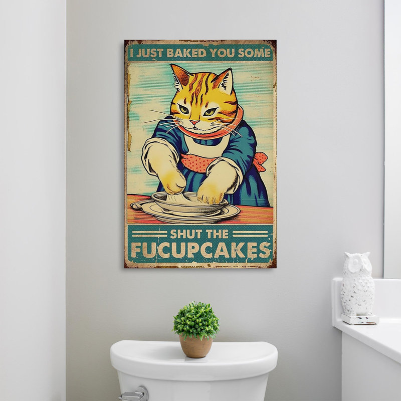 «Cat Shut the Fucupcakes», impression sur toile tendue, L 11 po x H 14 po