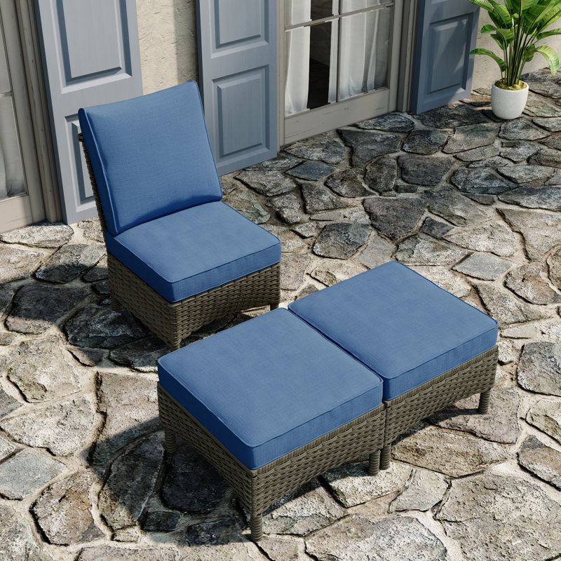 Garden Chair with Cushion, Dark Blue, Greyish Brown