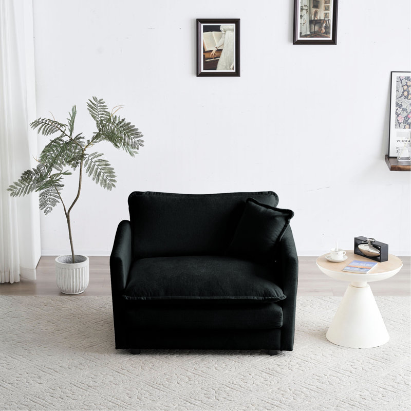 Chaise de salon Comfy - - Assise simple en chenille noire