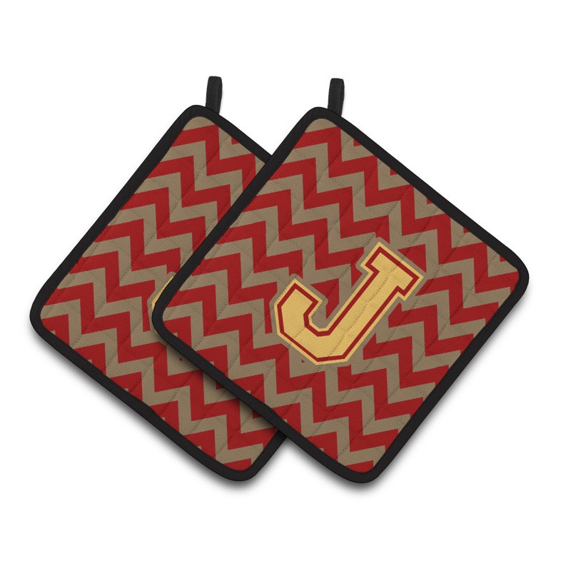 Poignée à chevrons, J, Grenat / or